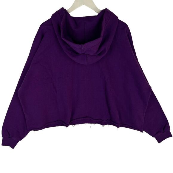 Gaelle Paris Women Purple Oversized Relaxed Hoody Cotton Sweatshirt Size IT 2 - Picture 3 of 12